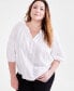 Фото #1 товара Plus Size Woven Split-Neck Top, Created for Macy's