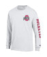 ფოტო #3 პროდუქტის Men's White Ohio State Buckeyes Team Stack 3-Hit Long Sleeve T-shirt