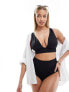 ASOS DESIGN Maya Fuller Bust mix and match sleek plunge bikini top in black Черный, EU 65 G-H - фото #1