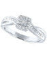 ფოტო #1 პროდუქტის Diamond Square Cluster Promise Ring (1/10 ct. t.w.) in Sterling Silver