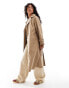 Stradivarius relaxed trench coat with hood in beige