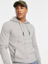 ONLY & SONS zip through hoodie in light grey