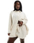 ASOS DESIGN Curve Isabel mix & match linen look oversize beach shirt in neutral Серый, 52 - фото #1