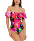 Фото #1 товара Women's Solar Floral Ruffled Off-The-Shoulder One-Piece Swimsuit