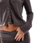 Vero Moda mix & match ribbed jersey cardigan co-ord in taupe grey