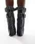 Фото #3 товара Azalea Wang Qistina buckle foldover boots in black denim