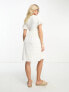 Mamalicious Maternity brodiere mini dress with frill sleeve in white