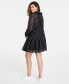 ფოტო #4 პროდუქტის Women's Metallic Clip-Dot Tiered Trapeze Dress, Created for Macy's