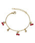 ფოტო #1 პროდუქტის 14k Yellow Gold Plated Adjustable Bracelet with Red Enamel Cherry Charms for Kids