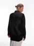 Topshop oversized satin shirt in black