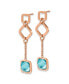 ფოტო #3 პროდუქტის Stainless Steel Rose plated Blue Crystal Dangle Earrings