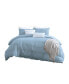 Фото #4 товара Lush Moselle Cotton Ruched Waffle Weave 3 Piece Duvet Cover Set, California King