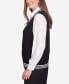 Фото #3 товара Petite Downtown Vibe Stripe Trim Vest with Collar Sweater