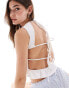 Фото #2 товара ASOS DESIGN backless milkmaid top with cap sleeves in white