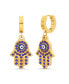 Gold-Tone Hamsa Hand Dangle Huggie Hoop Earrings