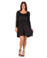 ფოტო #1 პროდუქტის Women's Long Sleeve Babydoll Knee Length Dress