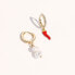 ფოტო #3 პროდუქტის 18K Gold Plated Freshwater Pearls with Red Hot Enamel Chili Pendant - Hot Chilli Earrings For Women