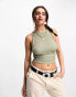 Фото #1 товара Pull&Bear ruched side top in khaki