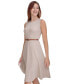 Women's Sleeveless Crewnek Herringbone Belted Fit & Flare Dress Lt Beige/i, 8 - фото #4