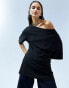 Фото #1 товара ASOS DESIGN cinched in slash neck one shoulder top in black