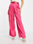 Фото #3 товара ASOS DESIGN satin trouser with pleat detail in hot pink