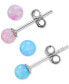 ფოტო #1 პროდუქტის Children's 2-Pc. Set Pink & Blue Opal (4mm) Ball Stud Earrings in Sterling Silver