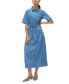 Women's Vio Tie-Waist Cotton Denim Midi Shirtdress Синий, M - фото #3