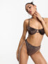 South Beach mix & match caged underwire bikini top in brown metallic