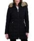 Фото #1 товара Women's Stretch Faux-Fur Trim Hooded Puffer Coat