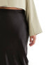 4th & Reckless Plus exclusive maxi satin skirt in black