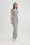 Фото #1 товара Юбка Defacto Fitted Fitilli Striped Maxi