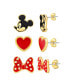 ფოტო #1 პროდუქტის Mickey and Minnie Mouse Fashion Stud Earring - Mismatch Kiss, Black/Red - 3 pairs