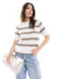 Фото #2 товара Selected Femme Bloomie short sleeve knit jumper in cream stripe