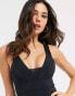 Фото #3 товара Accessorize plunge front with mesh insert swimsuit in black