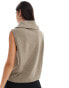 Фото #4 товара ASOS DESIGN supersoft half zip tank in taupe marl