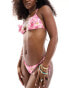 Фото #4 товара Monki mix and match co-ord triangle bikini top with rose placement in pink rose print