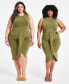 Trendy Plus Size Ruched Draped Midi Dress, Created for Macy's