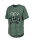 Фото #2 товара Women's Heather Green Distressed Michigan State Spartans Vintage-Like Wash Poncho Captain T-shirt