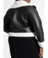 ფოტო #3 პროდუქტის Plus Size Short Sherpa Moto Jacket