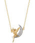Cubic Zirconia Tinkerbell & Moon 18" Pendant Necklace in Sterling Silver & 18k Gold-Plate