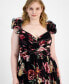 ფოტო #3 პროდუქტის Trendy Plus Size Floral-Print Ruffle-Strap Gown