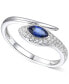 ფოტო #1 პროდუქტის Lab-Grown Blue Sapphire (1/4 ct. t.w.) & White Sapphire (1/5 ct. t.w.) Bypass Ring in Sterling Silver