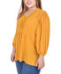 ფოტო #3 პროდუქტის Plus Size 3/4 Sleeve Knit Gauze Top