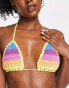 Bershka bikini crochet bralet co-ord in multi stripe