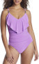 Фото #1 товара Magicsuit 272568 Tummy Control Ruffle Front Soft Cup One Piece Swimsuit Lilac, 8