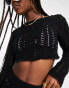 Фото #1 товара 4th & Reckless Kezia crochet knit top co-ord in black