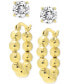 2-Pc. Set Lab Grown White Sapphire (2-1/10 ct. t.w.) Stud & Polished Bead Hoop Earrings in 14k Gold-Plated Sterling Silver