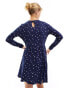 Wednesday's Girl smudge spot smock mini dress in deep blue Синий, XL - фото #4