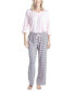 ფოტო #9 პროდუქტის Women's 3/4 Sleeve Top & Boot-Cut Pajama Pants Set