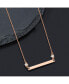Polished Rose IP-plated Bar with CZ Stars Cable Chain Necklace